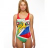 涡轮女式宽肩带泳衣 南非复古橄榄球 898971