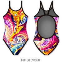 Bbosi 艺术游泳细肩带泳衣 蝴蝶颜色 NTD7P