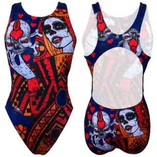 涡轮女式宽肩带泳衣 少女波女王心 83100029