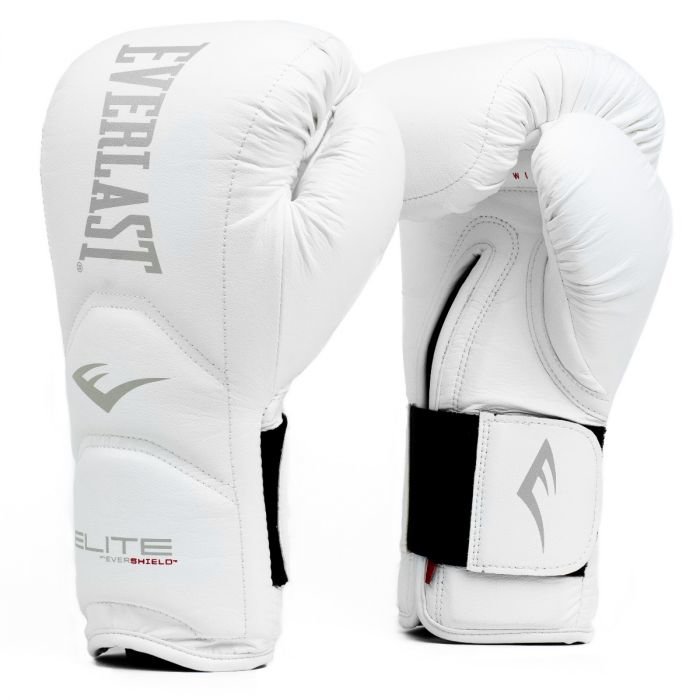 White/Black/Red Venum Elite Hook and Loop Training Boxing Gloves 
