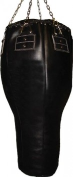БОЛЬШОЙ ВЗРЫВ - Мешок боксерский, с цепями и кольцом, кожаный (105 см высота, ширина: верх 65 см, низ 44 см) Цвет: Черный