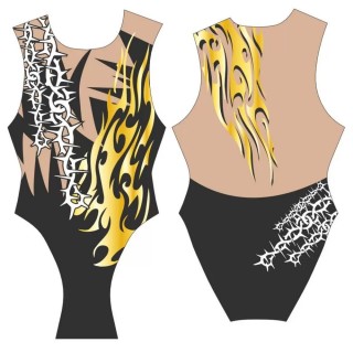 涡轮 花样游泳泳衣 宽肩带 同步模型 H007