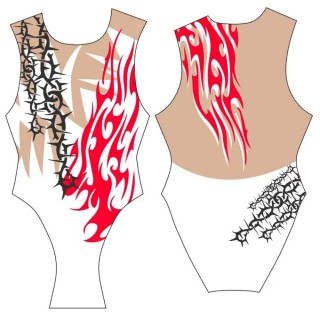 涡轮 花样游泳泳衣 宽肩带 同步模型 H007