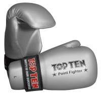 Top Ten MMA Перчатки Открытая Ладонь Point Fighter Серебро Цвет 2165-11