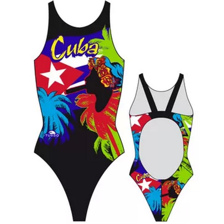 涡轮游泳女式宽肩带泳衣 古巴纯 899671