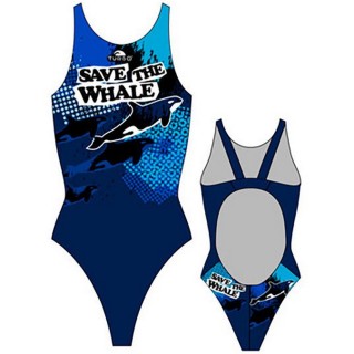 涡轮游泳女式宽肩带泳衣 拯救鲸鱼 894231