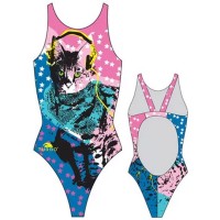 涡轮游泳女式宽肩带泳衣 猫 898791