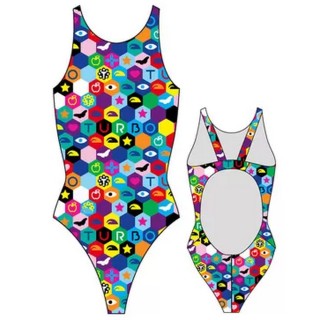 涡轮游泳女式宽肩带泳衣 六角 894271