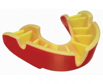 Opro Mouthguard Single Row Silver RD/YL 