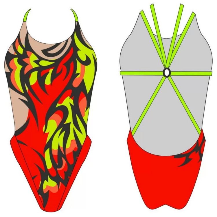 涡轮 花样游泳泳衣 细表带 同步模型 ES004