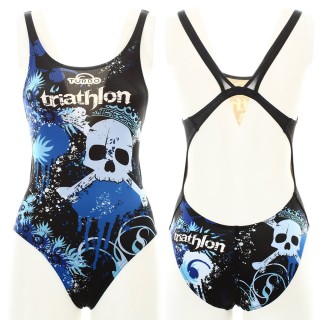 涡轮游泳女式宽肩带泳衣 铁人三项头骨 894511