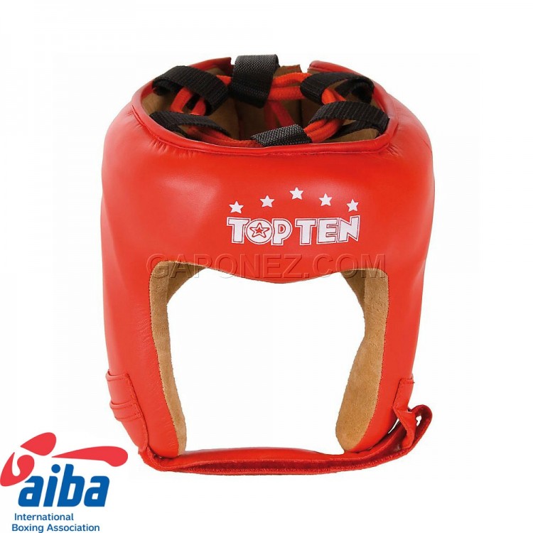 ​Top Ten Boxing Head Guard Leather AIBA Red Colour 4069-4