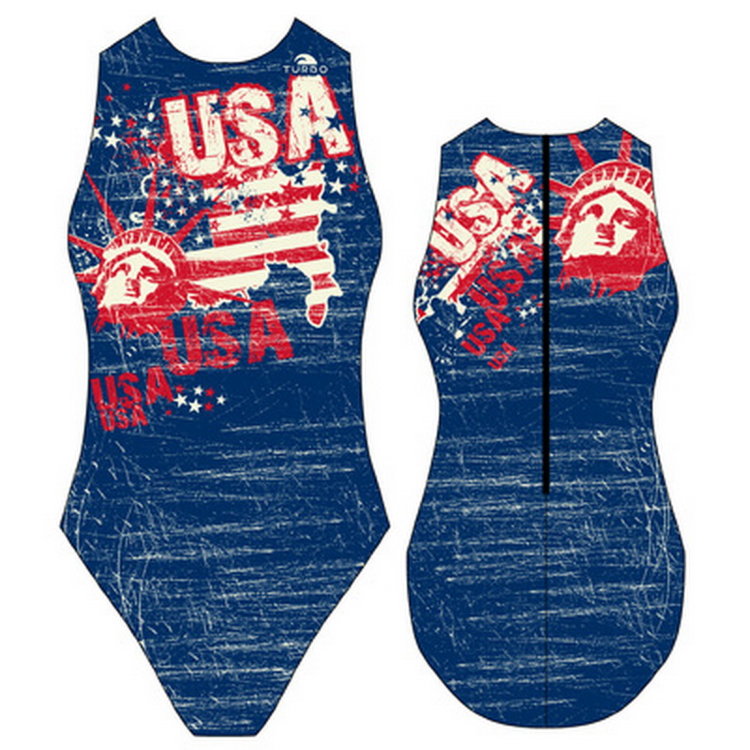 Turbo Water Polo Swimsuit USA Vintage Map 89905