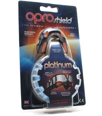 Opro Mouthguard Single Row Platinum BK/OR