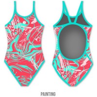 Bbosi 艺术游泳细肩带泳衣 绘画 NTD8P