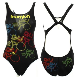 涡轮游泳女式宽肩带泳衣 铁人三项 894521
