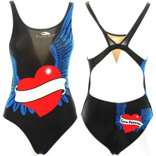 涡轮游泳女式宽肩带泳衣 爱永远 893221