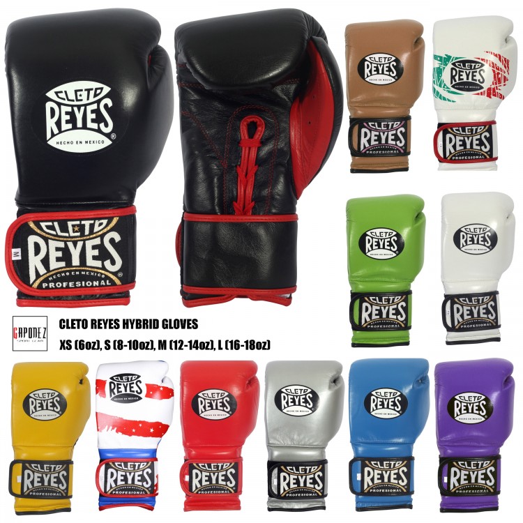 Cleto Reyes Lace Up Hook and Loop Hybrid Boxing Gloves White 