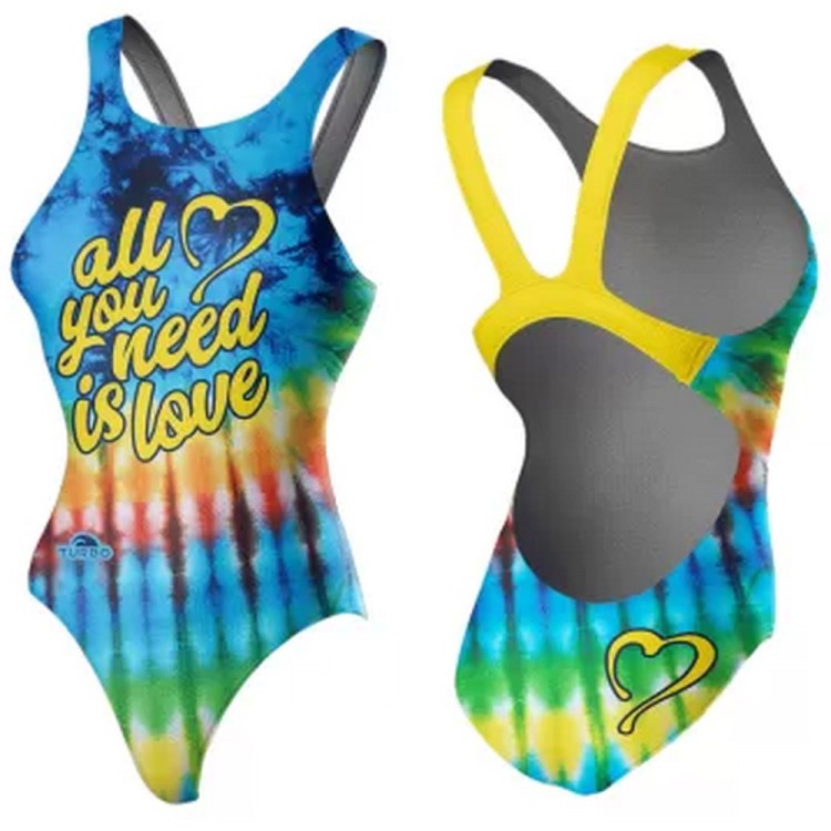 Turbo Swimming Swimsuit Womens Wide Strap All You Need is Love 8307601