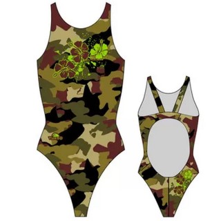 涡轮游泳女式宽肩带泳衣 突击队花 896681