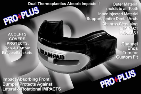 Brain-Pad Protector Bucal Fila Doble Pro+ Más BPWRP4 BK/GR