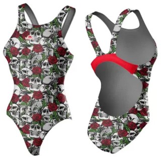 涡轮女式宽肩带泳衣 骷髅与玫瑰 8307611