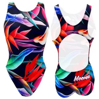涡轮女式宽肩带泳衣 莫雷阿岛波浪 83098629