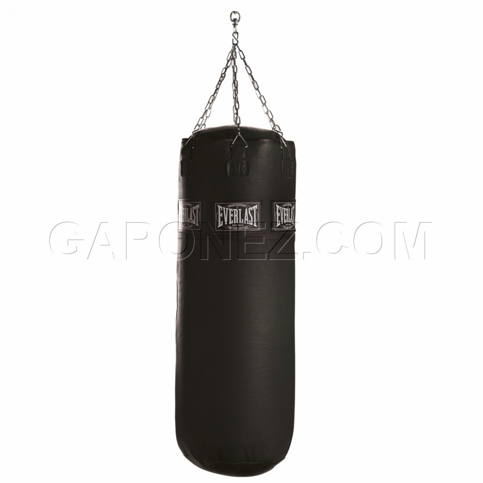 Everlast Boxing Heavy Bag Super Leather 125lb (55kg) Black Color 251201 ...